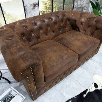 Pohovka CHESTERFIELD Dvojsedačka, Vintage, hnedá