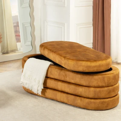 Dizajnová lavica s úložným priestorom MUSTARD VELVET 115 cm – štýlový box