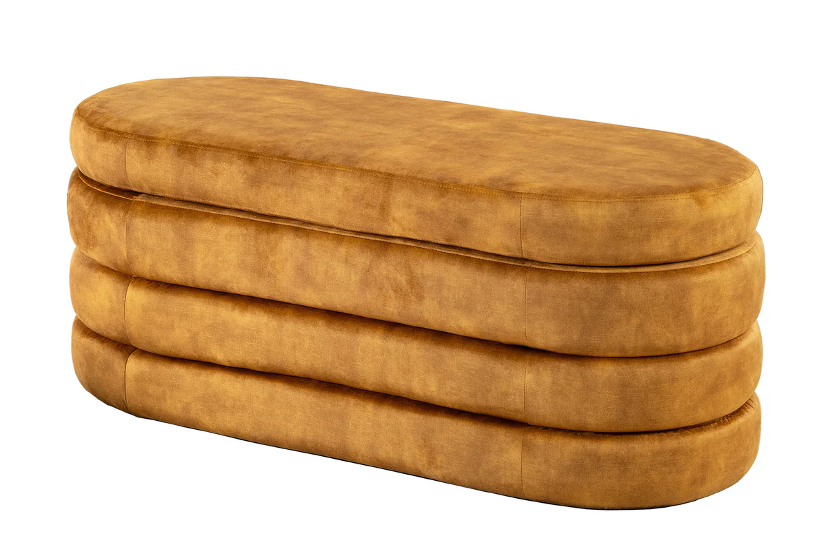 Dizajnová lavica s úložným priestorom MUSTARD VELVET 115 cm – štýlový box – Obrázok 2