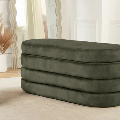 Dizajnová lavica s úložným priestorom GREEN VELVET 115 cm – štýlová lavica