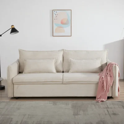 Rozkladacia pohovka APARTMENT 215 cm rebrovaná béžová