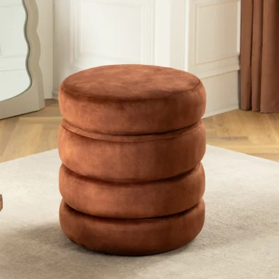 Taburetka VOQUE 50 cm zamatová hrdzavohnedá s úložným priestorom