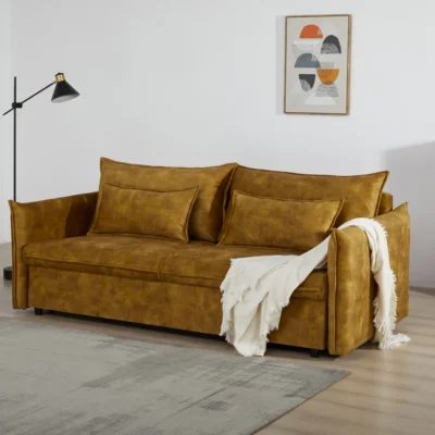 Rozkladacia pohovka APARTMENT 215 cm zamatová horčicovo žltá