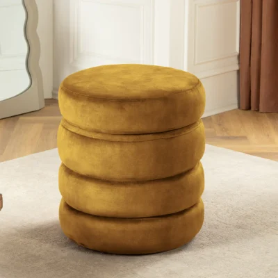 Taburetka VOQUE 50 cm zamatovo-horčicovožltá s úložným priestorom