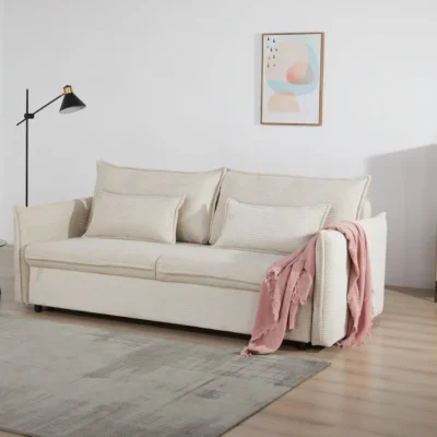 Rozkladacia pohovka APARTMENT 215 cm rebrovaná béžová