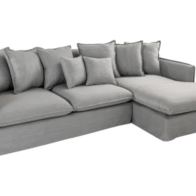 Rohová sedačka HEAVEN 255 cm ľanová látka sivá