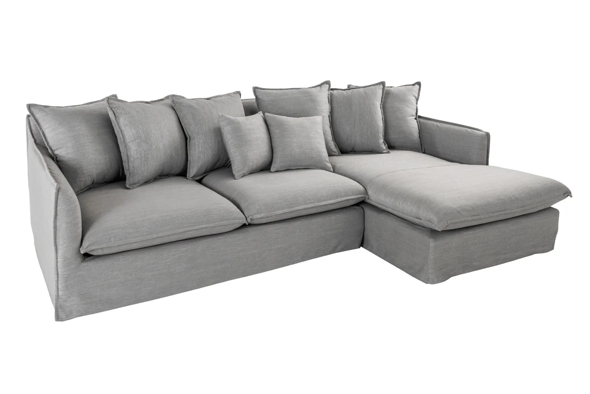 Rohová sedačka HEAVEN 255 cm ľanová látka sivá – Obrázok 2