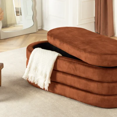Dizajnová lavica s úložným priestorom RUST VELVET 115 cm – elegantný úložný box