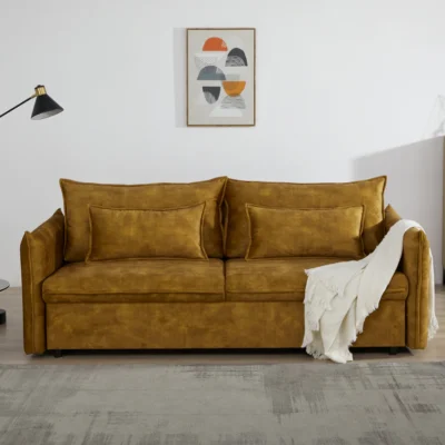 Rozkladacia pohovka APARTMENT 215 cm zamatová horčicovo žltá