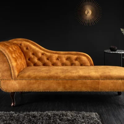 Leňoška CHESTERFIELD, zamatovo horčicovo žltá