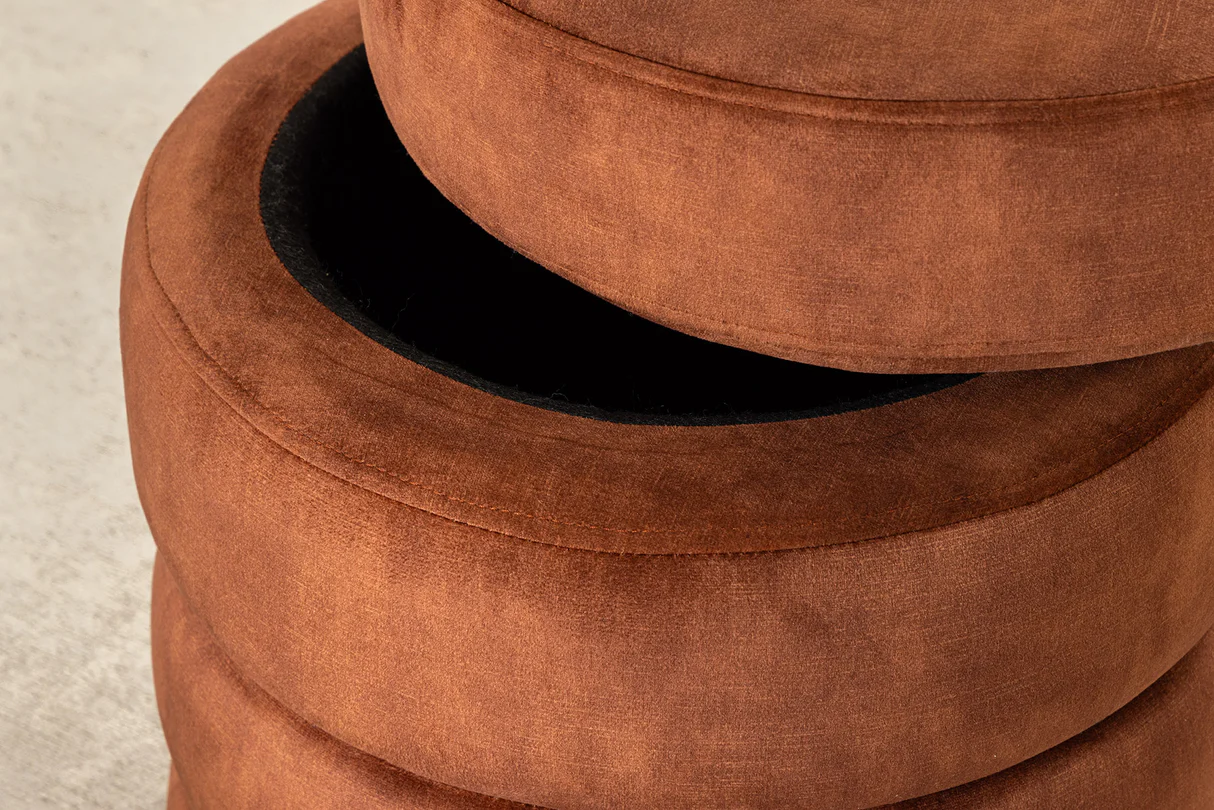 Taburetka VOQUE 50 cm zamatová hrdzavohnedá s úložným priestorom – Obrázok 5