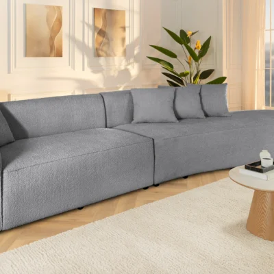 Pohovka ATELIER L 340 cm XXL bouclé šedá