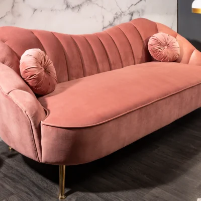 Trojmiestna pohovka ARIELLE 220 cm nadčasová ružová zamatová
