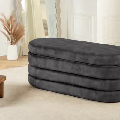 Dizajnová lavica s úložným priestorom GREY VELVET 115 cm – štýlový úložný box
