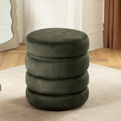 Taburetka VOQUE 50 cm zamatovo zelená s úložným priestorom