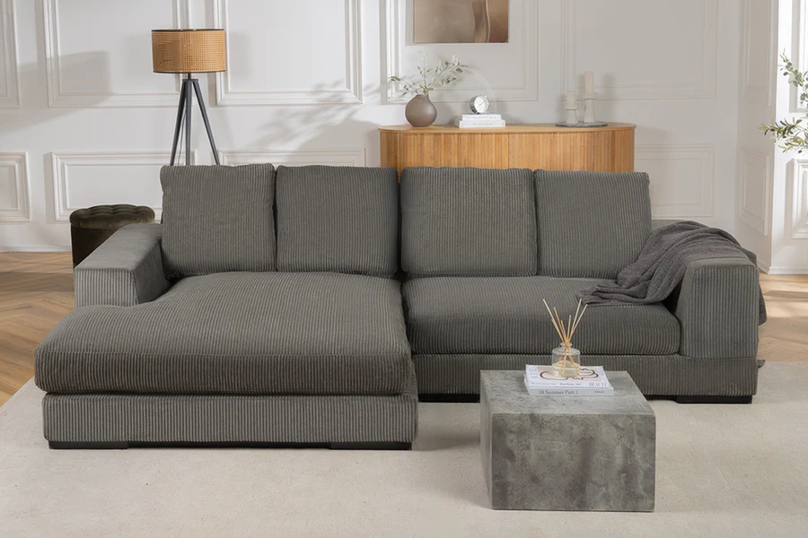 Pohovka BABYLON XXL 270 cm rebrovaná šedá – Obrázok 3