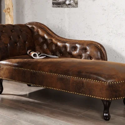Leňoška CHESTERFIELD, Vintage, hnedá