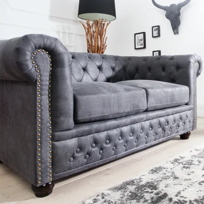 Dvojsedačka Chesterfield Vintage sivá