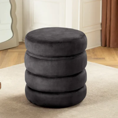 Taburetka VOQUE 50 cm zamatovošedá s úložným priestorom