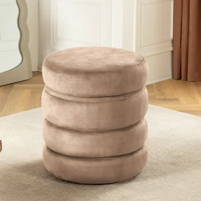 Taburetka VOQUE 50cm zamatové šampanské s úložným priestorom