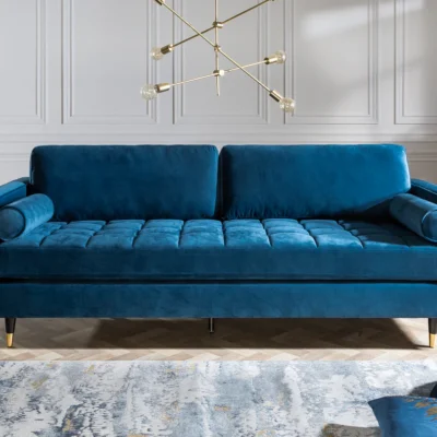 Trojmiestna pohovka COZY VELVET 220 cm tyrkysová modrá