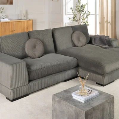 Pohovka BABYLON XXL 270 cm rebrovaná šedá