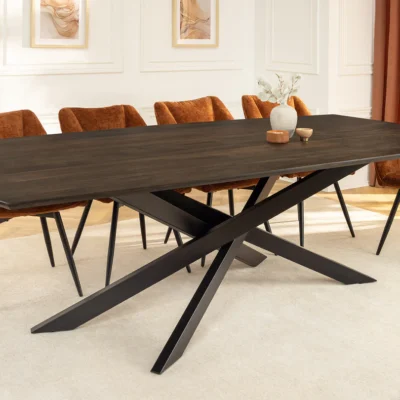 Jedálenský stôl SIGNUM 220 cm mangové drevo tmavohnedosivý