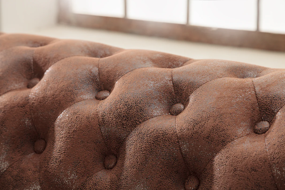 Rohová pohovka CHESTERFIELD ľavá 270 cm vintage hnedá – Obrázok 6