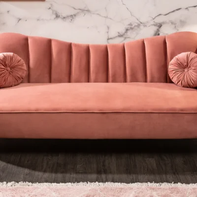 Trojmiestna pohovka ARIELLE 220 cm nadčasová ružová zamatová