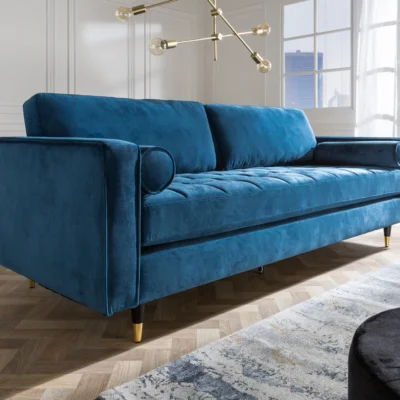 Trojmiestna pohovka COZY VELVET 220 cm tyrkysová modrá