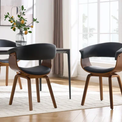 Stolička ORGANIC čierna s orechovým rámom