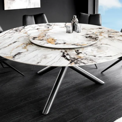 Jedálenský stôl SPIN 150 cm keramika mramorový dekor viacfarebný