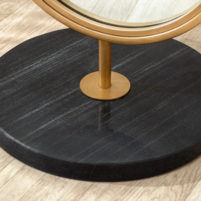 Zrkadlo 175 cm zlatý rám s čiernou mramorovou základňou