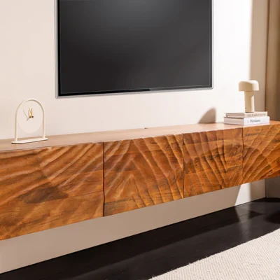 Závesný TV stolík Scorpion 200 cm z mangového dreva