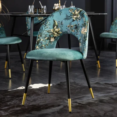 Stolička BOUTIQUE zamatové tyrkysová