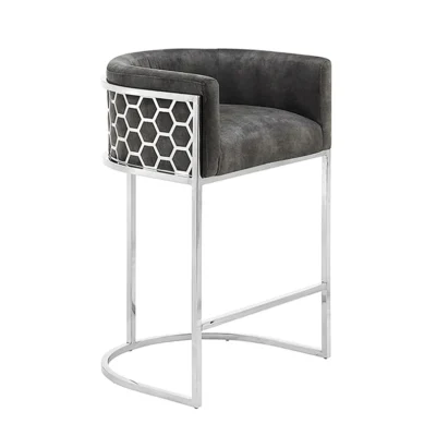 Barová stolička ELEGANCE šedý zamat
