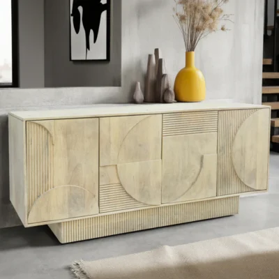 Komoda Art Deco 170 cm v prírodnom bielom odtieni z mangového dreva