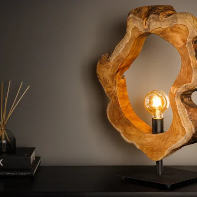 Stolová lampa ORGANIC ARTWORK 55 cm s prírodným teakovým drevom