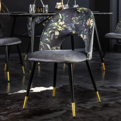 Stolička BOUTIQUE zamatové sivé