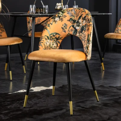 Stolička BOUTIQUE zamatové žltá