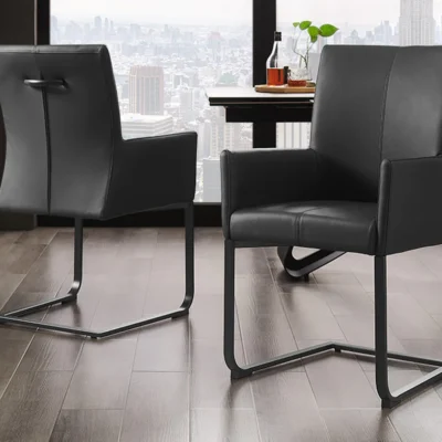 Dizajnová stolička SAMSON v čiernom koženom prevedení