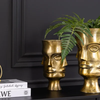 Set dvoch vázičiek FACE v mosadznom prevedení