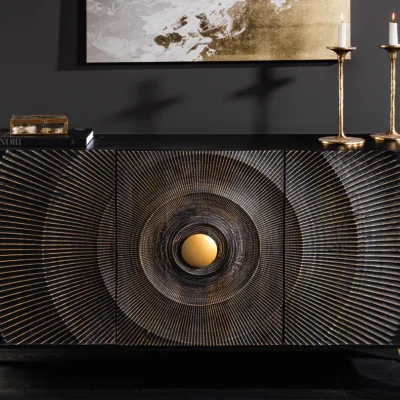 Komoda Golden Sunset 140 cm z mangového dreva v čiernom prevedení