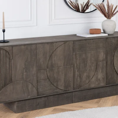 Komoda Art Deco 170 cm v sivom odtieni z mangového dreva