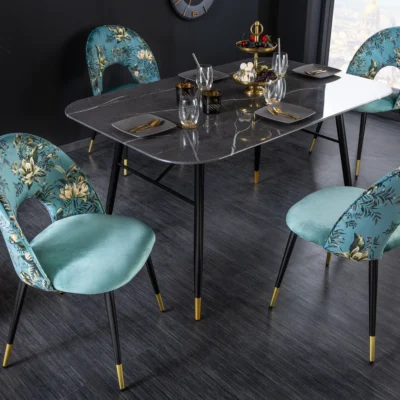 Stolička BOUTIQUE zamatové tyrkysová