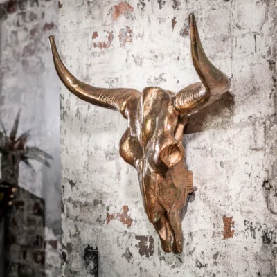 Dekoratívna socha Skull Matador - medená platina